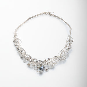 Silvery Pearl and Moonstone Collar