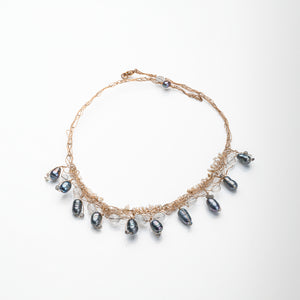 moonstone and freshwater pearls collar 