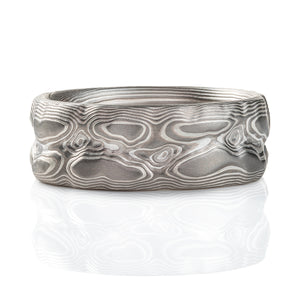 Textured Mokume Gane Band in Guri Bori Pattern