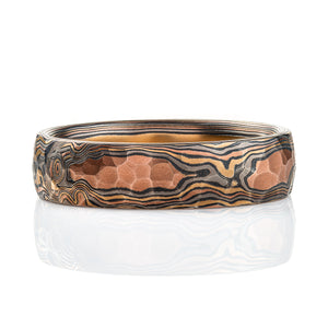 Rugged Mokume Gane Woodgrain Band