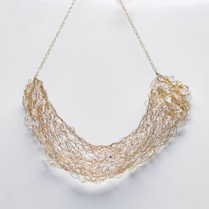 pearl and quartz bib necklace 