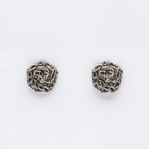 woven silver oxidized earrings