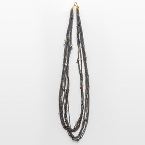 oxidized chains necklace with gold accents 