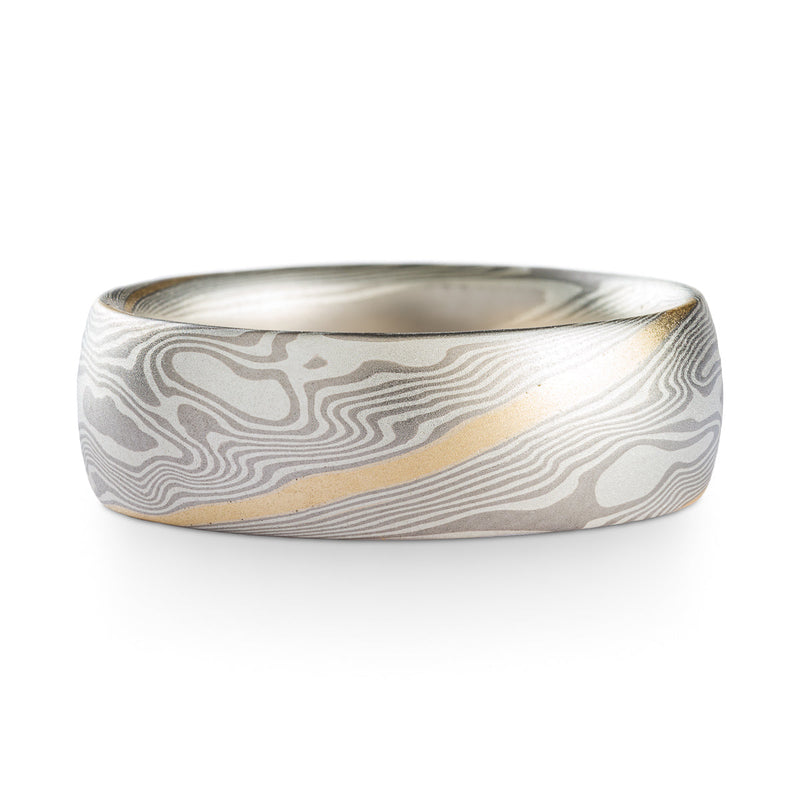 Classic Mokume Gane Ring or Wedding Ring in Twist Pattern and